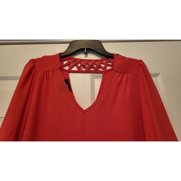 Iz Byer Women's Orange V-Neck 3/4 Sleeve Shirt Size Large - Picture 9 of 9